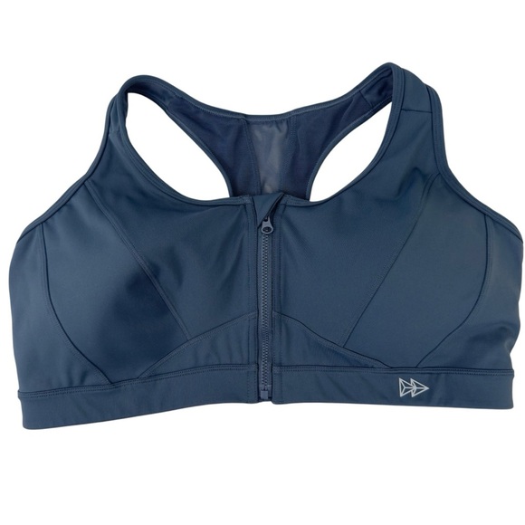 Yvette Zip Front Sports Bra High Impact For Women Fitness Running Small+ Blue - Picture 1 of 13